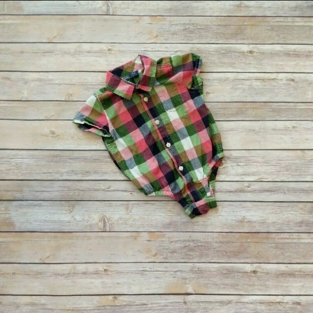 BabyGap Plaid Button-Up Shirt Onesie 12-18M